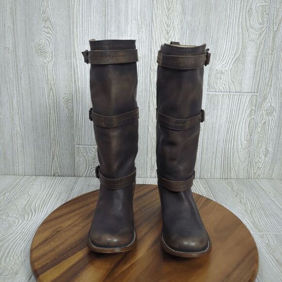 Frye Women’s 9B Western Genuine Leather 3 Strap Heeled Boots Made in Mexico - Picture 2 of 16